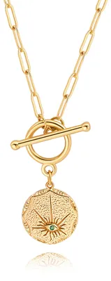 Produktbild von Aobei Pearl Evil Eye Anhänger Halskette zierliche Gold Paperclip Kette Halskette