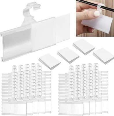 Obrázek produktu pro Plastové držáky na štítky, průhledné, 50 kusů, opakovaně použitelné