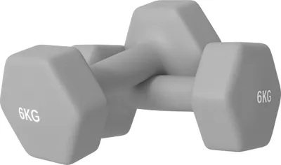 Produktbild von 2 x 6 kg Hexagon Hantel-Set, rutschfest, bodenschonend, Grau - Ideal für Home-Workout