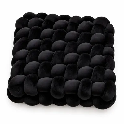 Produktbild von Knotenkissen 33 x 33 cm – weiches Sitzkissen & Dekokissen in Flechtoptik für Stuhl, Sofa & Bett – Schwarz