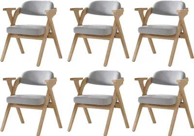 Imagen del producto de AIORBER: 6 sillas de comedor plegables, de madera maciza, plegables, con cojín de terciopelo, diseño moderno y cómodas, color gris