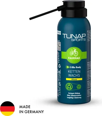 Produktbild von TUNAP SPORTS Kettenwachs Ultimate - 125 ml | Fahrrad-Trockenschmierung Spray für die Kette auf Wachs-Basis | Geschmeidiges Schmierfett | E-Bike Ready |  Germany