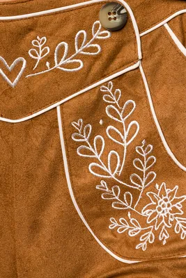 Produktbild von Dirndline Damen Trachtenshorts mit Stickereien Karneval Fasching Trachten , Größe:M, Farbe:Braun