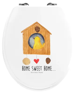 Produktbild von Mr. & Mrs. Panda Klobrille Vogelhaus Home - Weiß - Geschenk, Umzug, Toilettendeckel, Haus, Lustige Sprüche, WC Brille, Sitz, Einzugsgeschenk, Klodeckel, Vogel, klo deckel