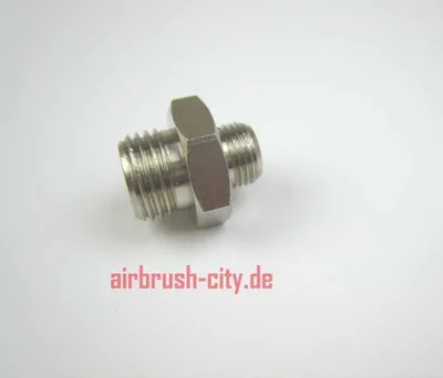 Produktbild von Doppelnippel G1/4 Zoll außen auf G1/8 Zoll außen Messing-vernickelt