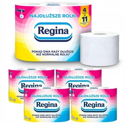 Zdjęcie produktu dla Papier toaletowy Regina Najdłuższe Rolki 2 warstwy (4 rolki) x 5 opakowań