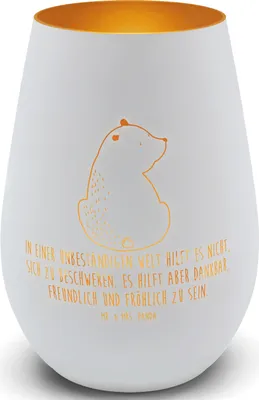 Produktbild von Mr. & Mrs. Panda Laterne Bär Schulterblick - Weiß - Geschenk, Gartenlicht, Motivation, Glas Windlicht, Bären, Weisheit, Weltansicht, Selbstachtung, Teelichthalter, Teddy