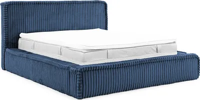 Produktbild von MEBLINI Mesut Polsterbett 200x200 mit Lattenrost - Bubble Bett - Cloud Bett - Marshmallow Bed - Kopfteil Bett mit Stauraum - Betten - 200x200 - Blau Cordstoff ohne Matratze