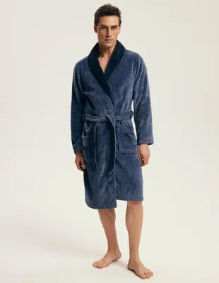 Produktbild von Bademantel Henderson dunkelblau aus 100% Polyester für Herren XL