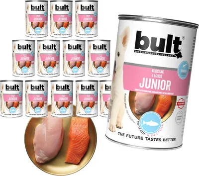Produktbild von Bult | Bult Junior Nassfutter - 12x400g - Huhn und Lachs - für Welpen - 77% Feuchtigkeit