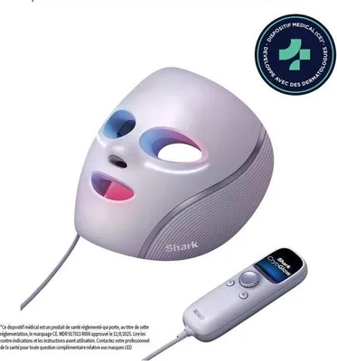Image de Masque LED CryoGlow SHARK, 481 LED, 4 modes préprogrammés, Rafraîchissement contour des yeux, Lilas