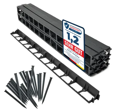 Image de Bordure de parterre Garronda en plastique avec ancrages de fixation, 12 m x 4,5 cm, avec 50 clous de fixation