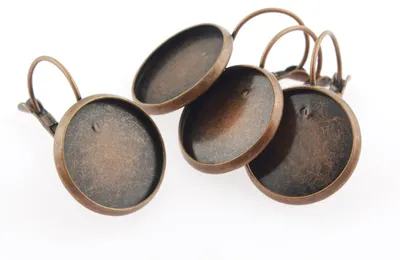 Produktbild von Vintageparts Brisuren Messing antik Kupfer 16 mm Cabochon, 4 Stück