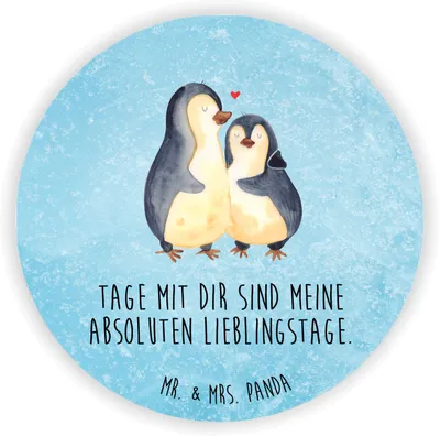 Produktbild von Mr. & Mrs. Panda magnet Pinguin umarmen - Eisblau - Geschenk, für magnettafel, whiteboardmagnet, Kühlschrankmagnet, pinnwand, Liebe, Hochzeit, kühlschrank, Hochzeitstag