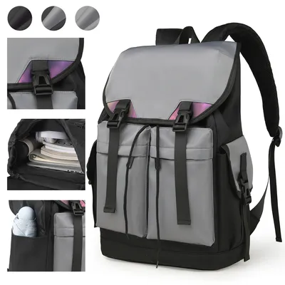 Produktbild von Rolltop Rucksack Groß 20-26L, Wasserdicht Rucksack mit 15,6 Zoll Laptop Fach, Uni Schulrucksack für Uni Schule Studium Reisen Wandern, Dunkelgrau