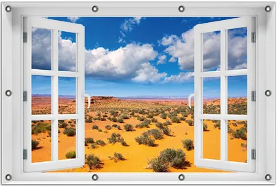 Produktbild von Wallario Outdoor-Poster für Garten oder Balkon 80 x 120 cm: Wüste in Arizona - blauer Himmel mit Wolken I