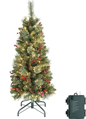 Zdjęcie produktu dla Sztuczne drzewko świąteczne, LED, smukłe, gęste, 120 cm, zielone