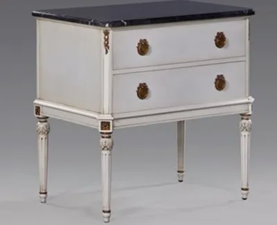 Produktbild von Casa Padrino Luxus Nacht Kommode passend zu Louis XIV Bett Antik Weiß / Gold aus der Luxus Kollektion von Casa Padrino - Nacht Schränkchen Schrank - Schlafzimmer Möbel Nachttisch