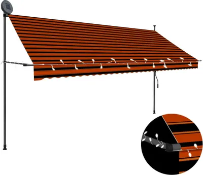 Obrázok produktu pre Ručne zaťahovacia markíza s LED 350 cm, oranžovo hnedá