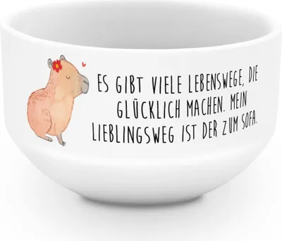 Produktbild von Mr. & Mrs. Panda dessertschale Capybara Blume - Weiß - Geschenk, reisschale, Gute Laune, Müsli Schale, Schüssel, Müslischale, Obstschale