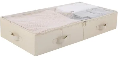 Produktbild von Unterbett-Aufbewahrungsbox mit Deckel, beige, 85x43x15cm