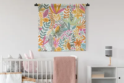 Produktbild von MuchoWow® Wandteppich Wandbehang Sommer - Blumen - Pflanzen 90x90 cm Tapisserie Dekoration Wandtuch - Wandaufhänger