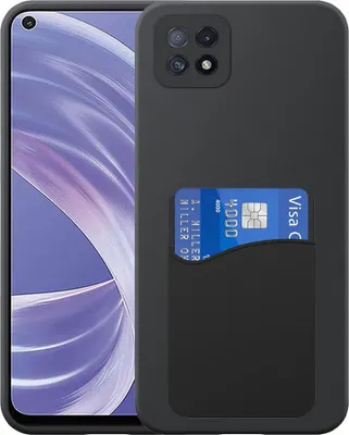 Zdjęcie produktu dla Etui na telefon Oppo A53 5G / A72 5G / A73 5G z silikonowym uchwytem na karty - elastyczne etui na tył z silikonowego TPU z silikonowym uchwytem na karty - czarne - Smartphonica