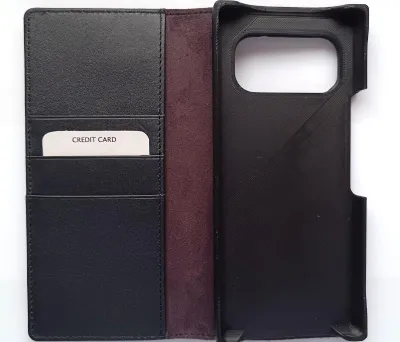 Immagine prodotto di Custodia di protezione Bookcase per Volla Phone Quintus, nera, in pelle