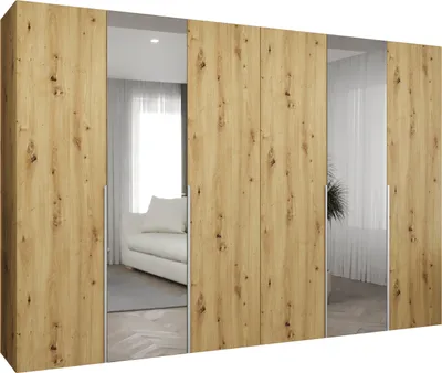Produktbild von MEBLE KRYSPOL, Kleiderschrank Spiegel, 300x202x52, Artisan Eiche, Griff Kaschmir