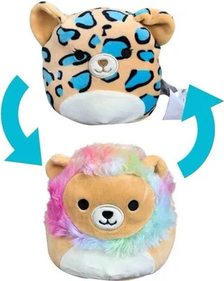 Produktbild von Squishmallows - Flip-A-Mallows 12 cm (5") - 2 in 1 Emanga der Leopard & Leonard der Löwe die Kuscheltier Plüschtier Wendetier