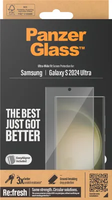 Productafbeelding van PanzerGlass Refresh Ultra-Wide Fit Anti-Bacterial Screenprotector incl. applicator voor de Samsung Galaxy S24 Ultra