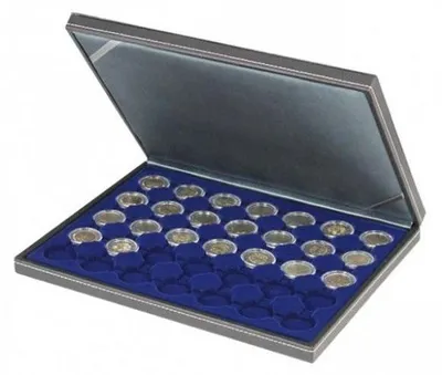 Produktbild von Lindner 2364-2530ME Münzkassette NERA M mit dunkelblauer Münzeinlage mit 35 runden Vertiefungen für Münzkapseln mit Außen-Ø 32 mm, z.B. für 2 Euro-Münzen in Münzkapseln