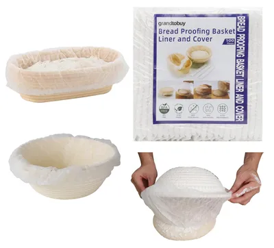 100er Set Brot-Gärkorb-Abdeckung und -Einlage, rund, weiß