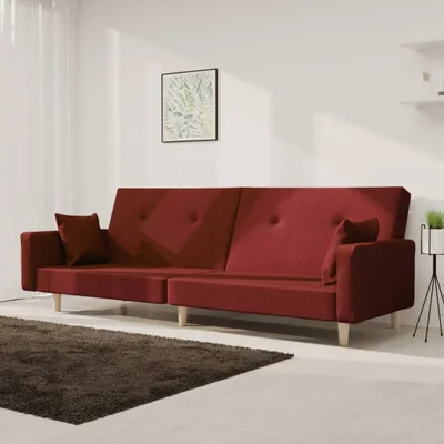 Zdjęcie produktu dla Maison Exclusive - Rozkładana sofa dwuosobowa z 2 poduszkami, kolor: bordo, obicie: tkanina