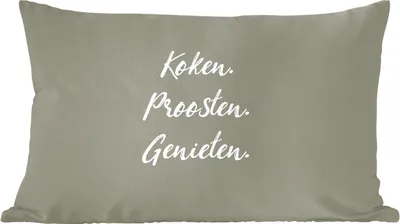 Produktbild von MuchoWow® Zierkissen Sofakissen Wohnzimmer Dekokissen 50x30 cm Zitate - Sprichwörter - Kochen - Prost - Genießen - Trinken - Essen - Wohnzimmerdekoration - Polster mit Photo