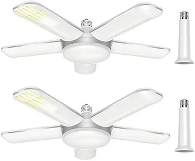 LED-Garagelampen 2er-Pack, 80W, dimmbar, 6500K, 5 Paneele