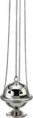 Produktbild von Mini Weihrauchfass mit Kette zum Hängen aus Silber Höhe 10 cm mit Innenschale aus Stahl