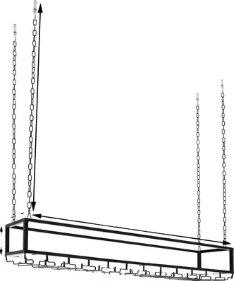 Obrázek produktu pro Závěsný stojan na víno, vintage styl, nastavitelné řešení pro skladování, 120 cm