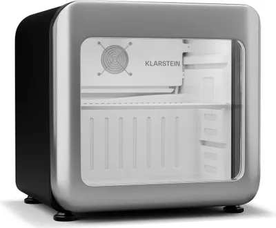 Obrázok produktu pre Klarstein Audrey Evo chladnička na nápoje so sklenenými dverami - 45 l, mini chladnička, retro dizajn, dvojité sklo dverí, LED osvetlenie, 0-10 °C, , strieborná