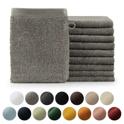 Produktbild von Blumtal Premium Frottier Handtücher Set mit Aufhängschlaufen - Baumwolle  , weich, saugstark - 10x Waschlappen (15x20 cm), Grau