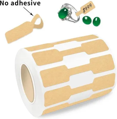 Immagine prodotto di Etichette autoadesive per cartellini dei prezzi dei gioielli - 500 pezzi - 6 x 1,2 cm - Marrone - Autoadesive - Per cartellini dei prezzi dei gioielli