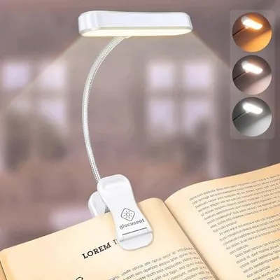 Zdjęcie produktu dla Lampka do czytania LED z klipsem USB c 3 kolory 5 jasności CRI95