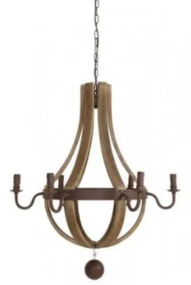 Produktbild von Casa Padrino Luxus Hängeleuchte im Industriedesign Braun 88 cm - Massive Deckenleuchte aus Holz und Metall