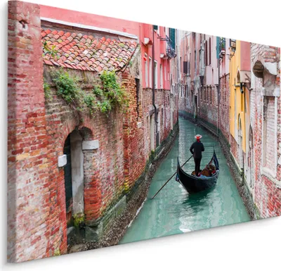 Produktbild von Fabelhafte Canvas LEINWAND BILDER 120x80 cm XXL Kunstdruck Venedig Gondel Kanal Mauer