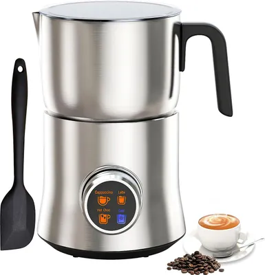Produktbild von Elektrischer Milchaufschäumer 900ml, 650W für heiße & kalte Getränke wie Latte Macchiato, Cappuccino, grau