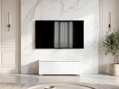 Produktbild von AX LIVING Lowboard TV Kommode 100 cm Barvo Weiß Matt/Hochglanz Stehend