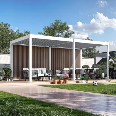 Produktbild von Weide WPC Sichtschutzwand Holzoptik Teak für Pergola