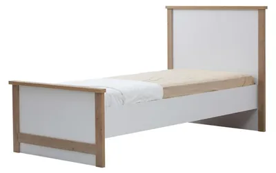 Obrázek produktu pro Bílá postel pro mládež, dřevěná konstrukce, čelo, ložnice, pokoj pro mládež, moderní
