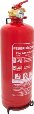 Produktbild von 2kg ABC Pulverlöscher, Pulverfeuerlöscher, Feuerlöscher inkl. Wandhalterung und Prüfschild