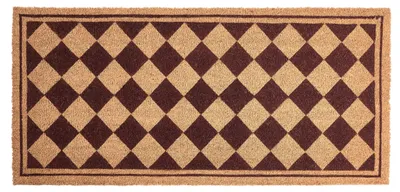 Zdjęcie produktu dla BELIANI Wycieraczka beżowy/czerwony włókno kokosowe antypoślizgowe podszycie 55 x 120 cm dekoracja powitalna wzór w romby